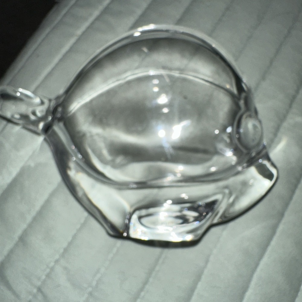 COFRAC Art Verrier France‎ Crystal Glass Fish Bowl Vase 6"x 4" Marked Mint